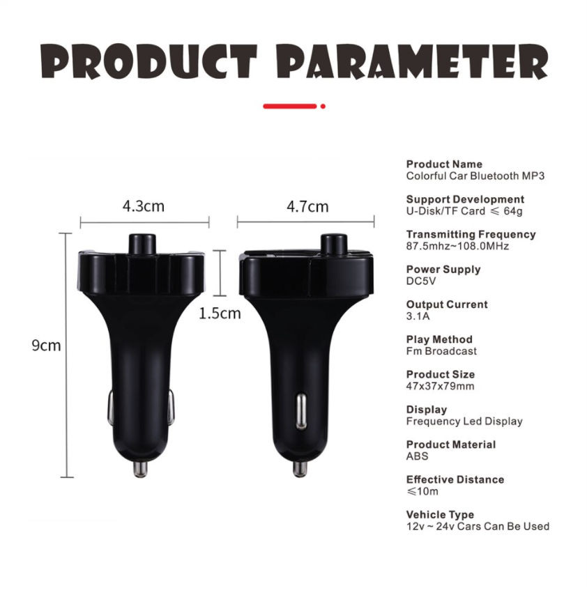 MP3 Wireless Adapter Charger Kit 2 Car Bluetooth FM Transmitter