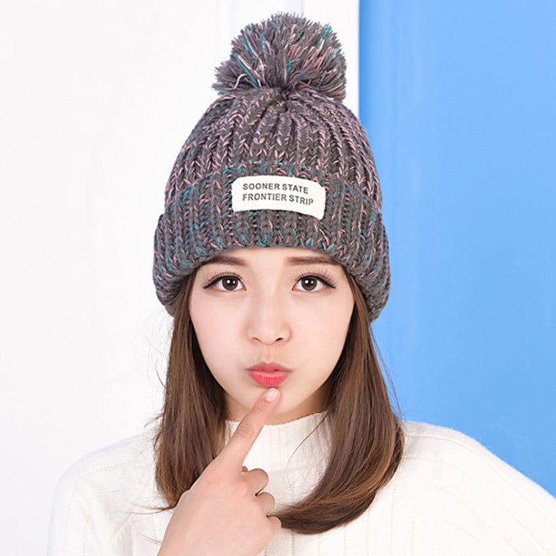 gray/grey pink green soft winter hat for women
