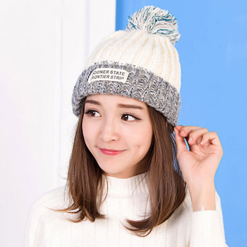 whiter gray/grey blue winter hat women