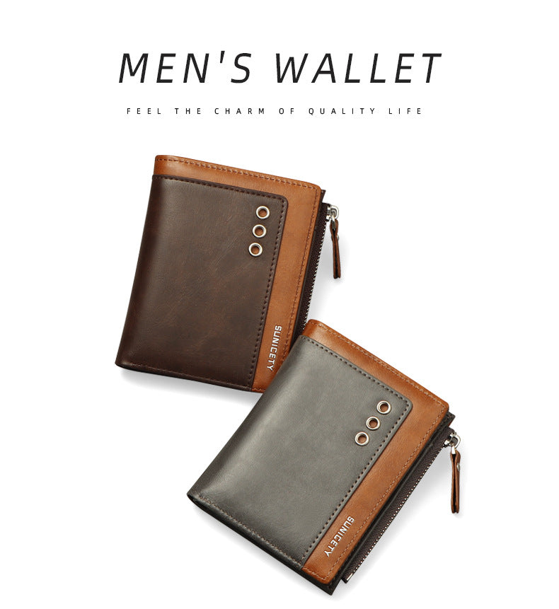 Timeless Men's Bifold Wallet Color Brown Black Grey