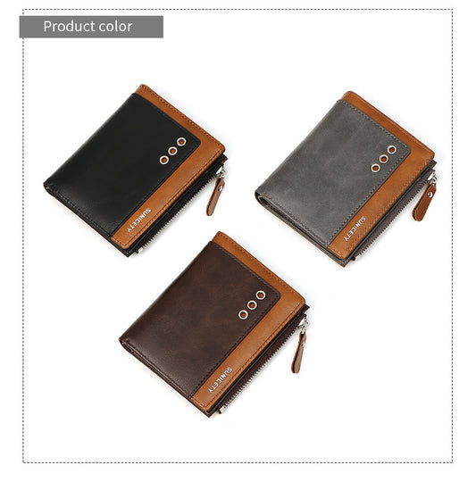 Timeless Men's Bifold Wallet Color Brown Black Grey