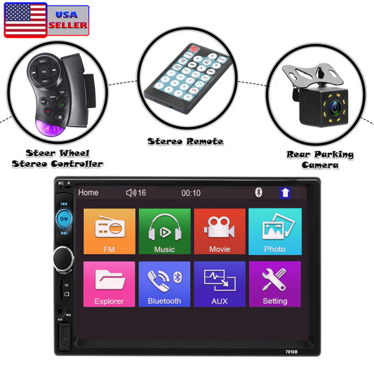 7" Inch Touch Screen Stereo with RF steering Wheel controller stereo remote rear parking camera