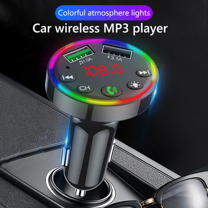 Multi Colored LED Radio MP3 Bluetooth Adapter Car Kit 1 Charger 2 Transmitter