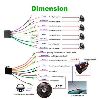 7" inch touch screen stereo installation wiring diagram