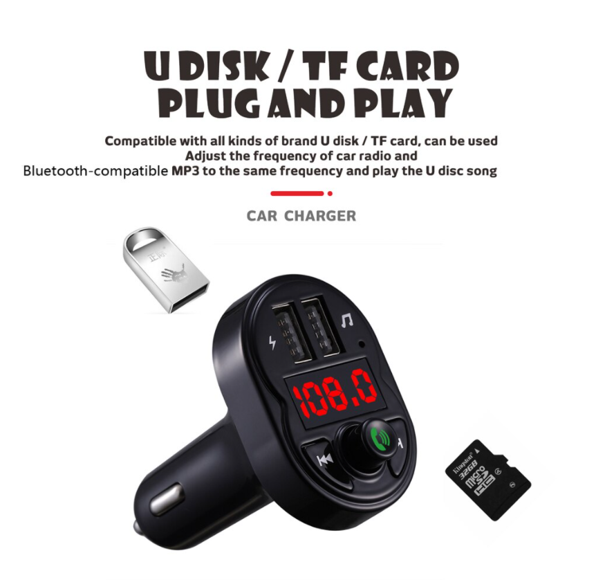 USB Charger 2 Bluetooth FM Transmitter Kit Car Bluetooth MP3 Wireless Adapter