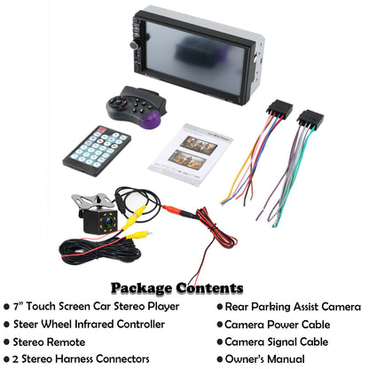 7" Inch Touch Screen Stereo with RF steering Wheel controller stereo remote rear parking camera Package contents