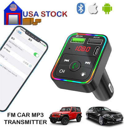 FM Band LED Car Bluetooth MP3 Transmitter USA