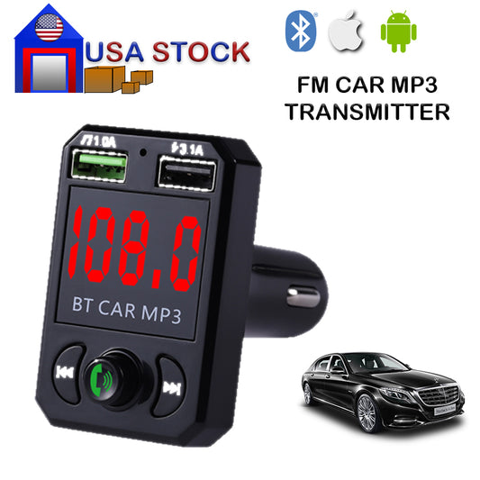 Bluetooth FM Transmitter Stereo MP3 Wireless Car Kit USB Charger 2