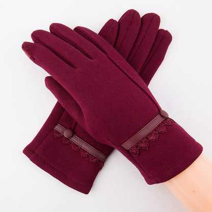 Burgundy color winter gloves for women